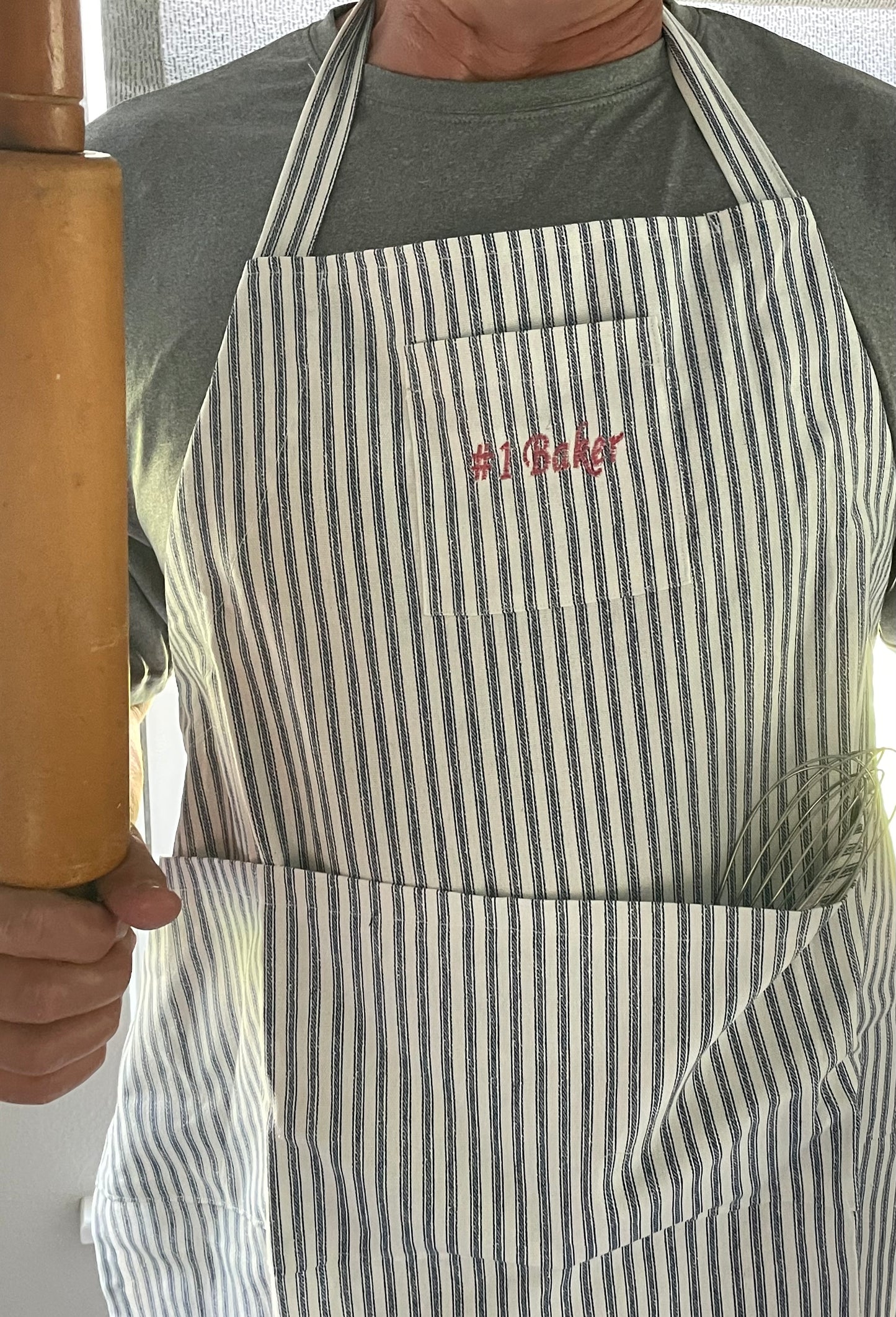 Personalized Apron Navy and White Striped