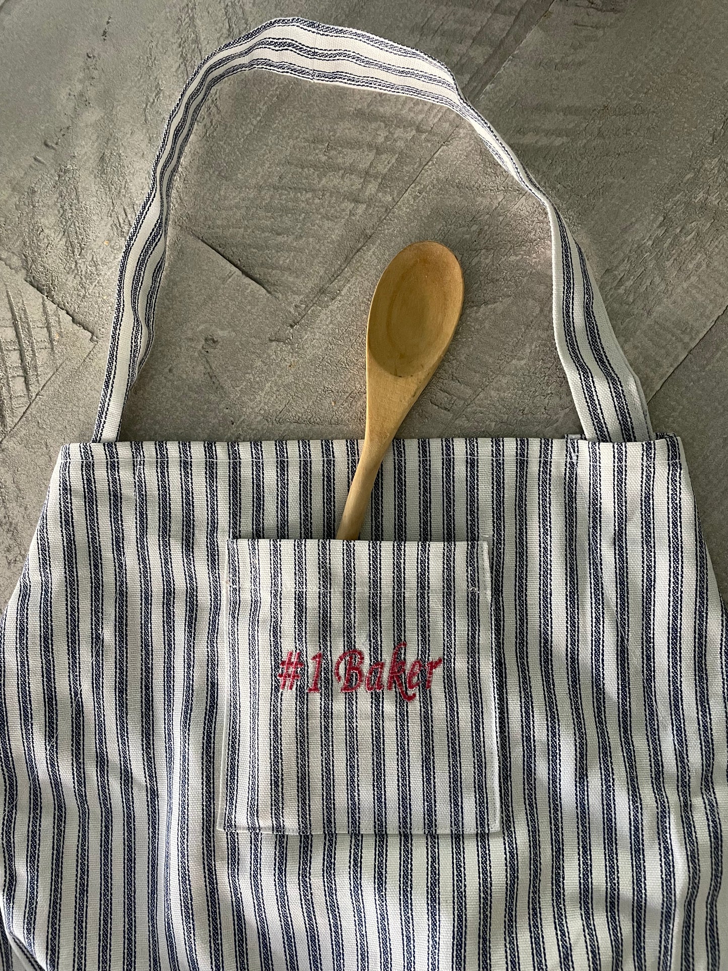 Personalized Apron Navy and White Striped