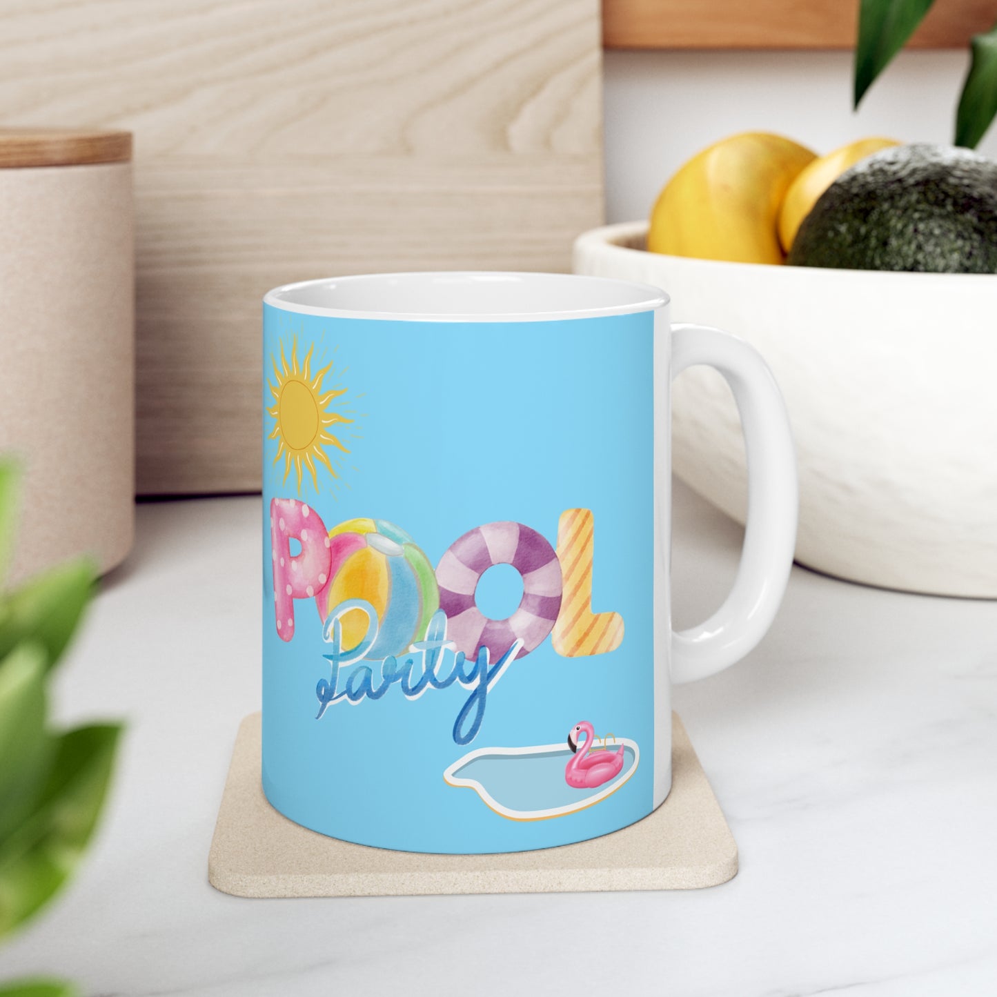 Pool Party Coffee Cup for Birthday Gift for Friend Present for Anyone Colorful Ceramic Mug