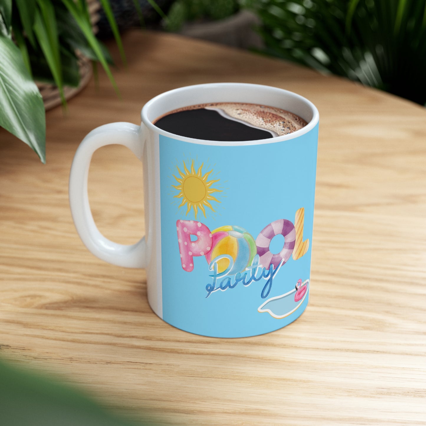 Pool Party Coffee Cup for Birthday Gift for Friend Present for Anyone Colorful Ceramic Mug