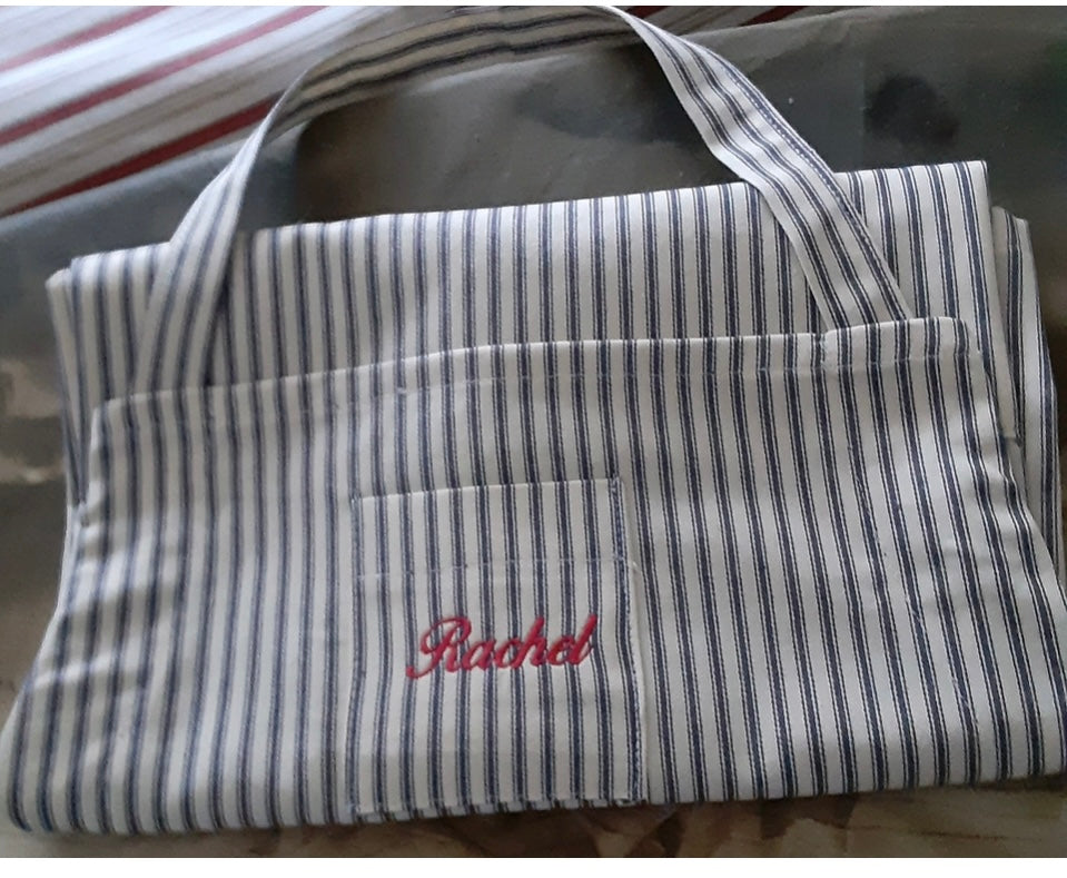 Personalized Apron Navy and White Striped