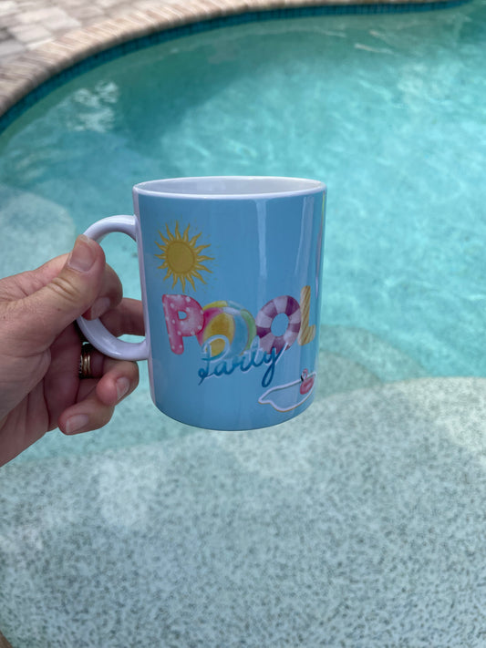 Pool Party Coffee Cup for Birthday Gift for Friend Present for Anyone Colorful Ceramic Mug