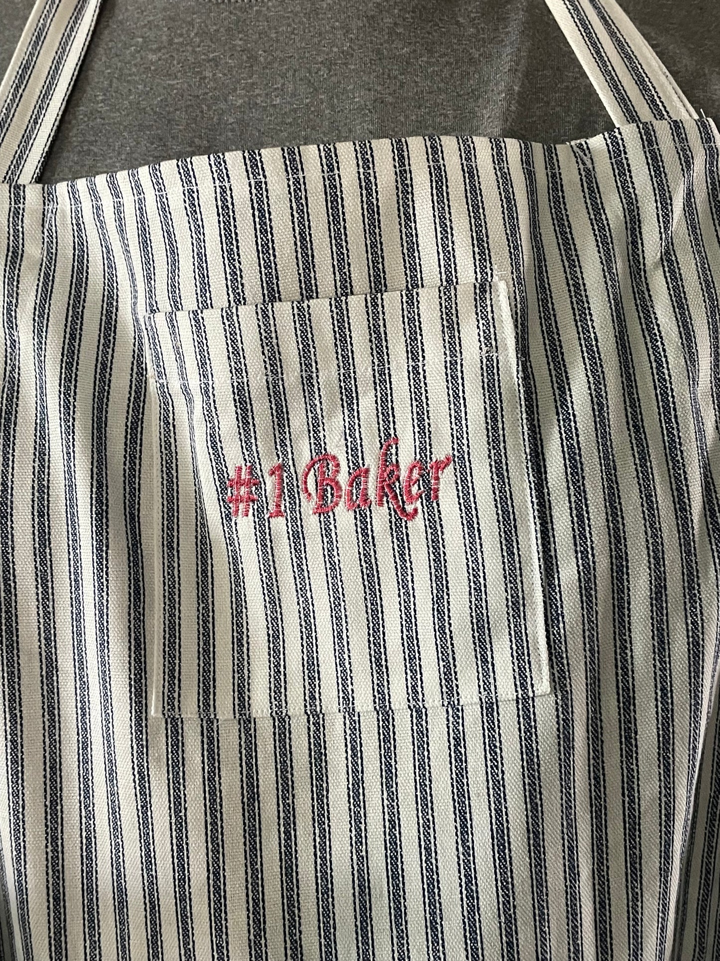 Personalized Apron Navy and White Striped