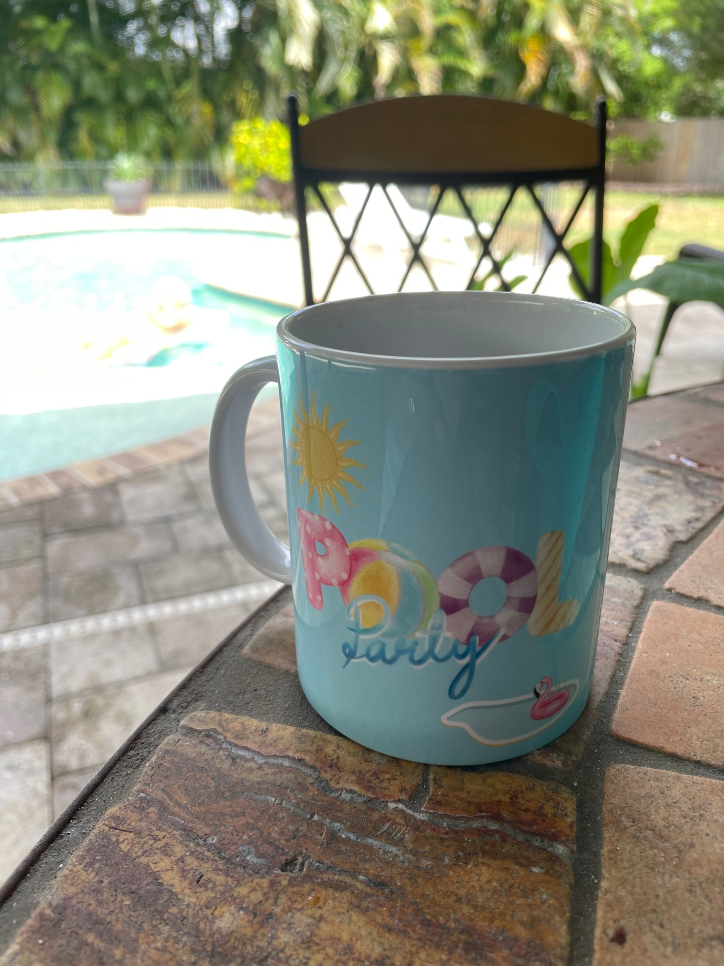 Pool Party Coffee Cup for Birthday Gift for Friend Present for Anyone Colorful Ceramic Mug