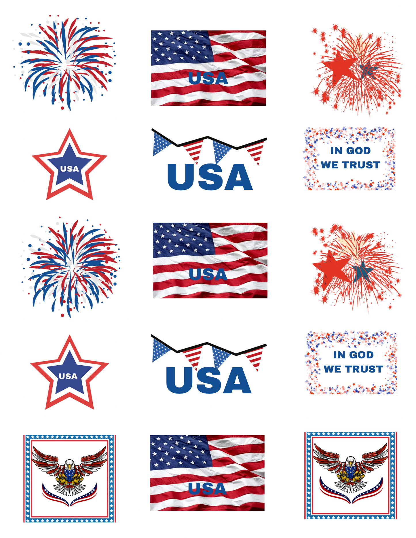 Red White and Blue Sticker Sheet Set for Decorating your Water Bottle Computer Journals and more