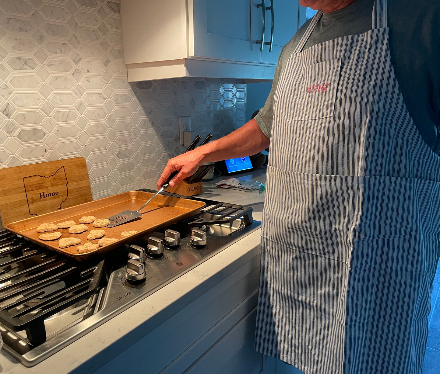 Personalized Apron Navy and White Striped