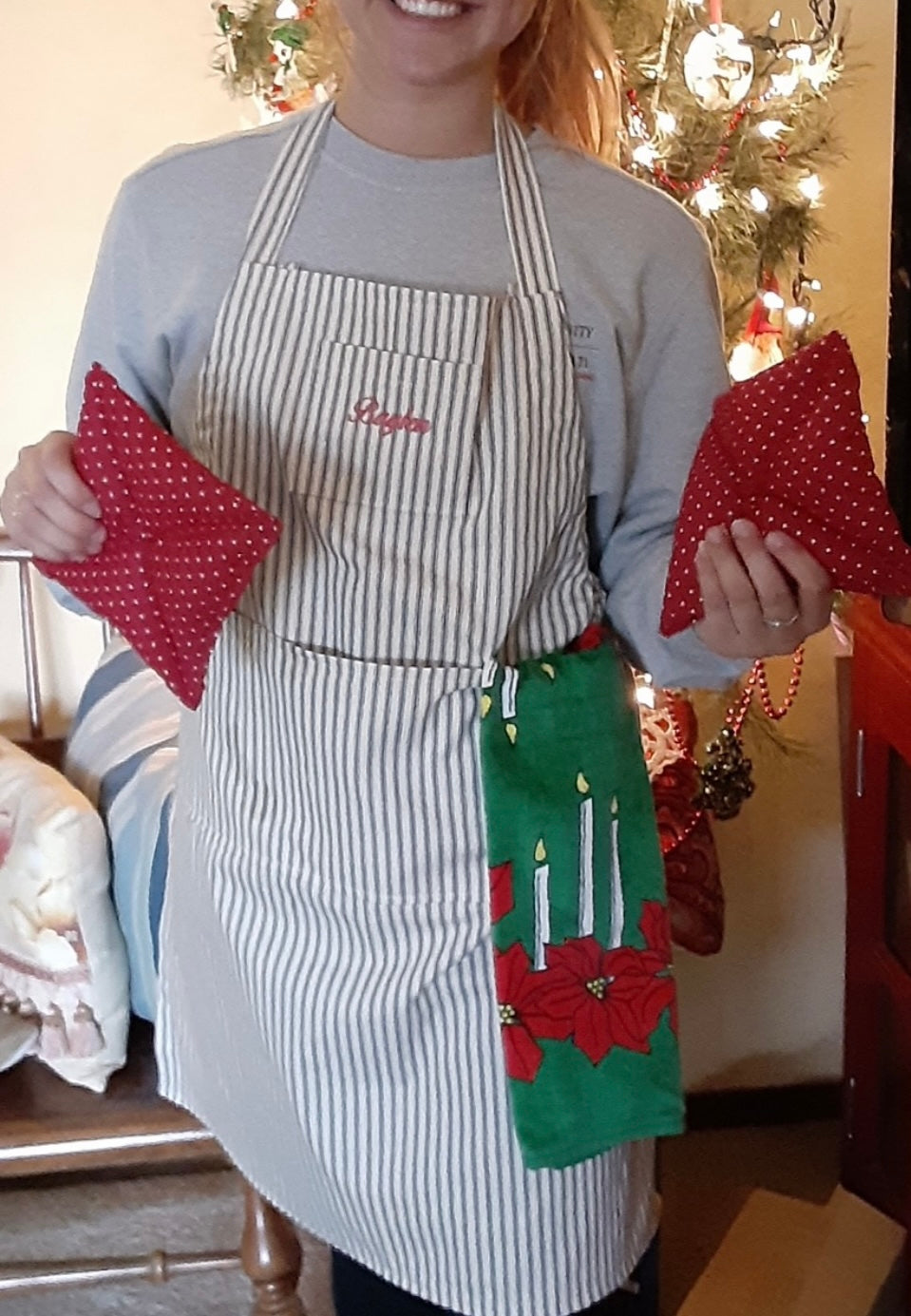 Personalized Apron Navy and White Striped