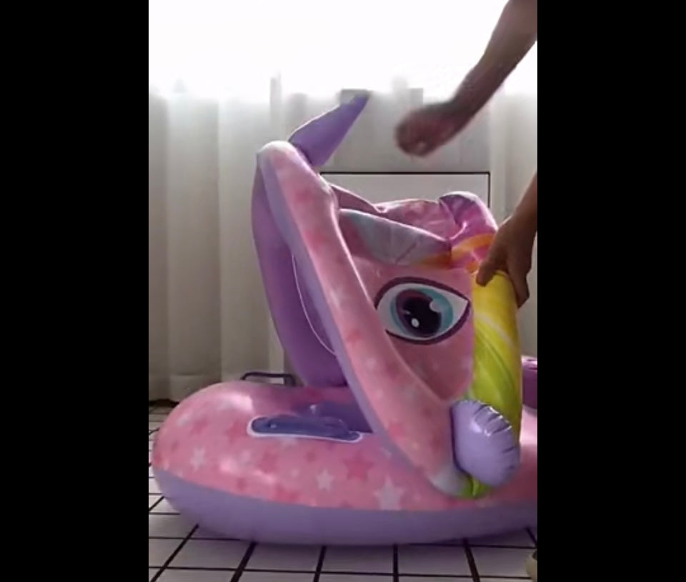 Baby Boat- Pink and purple kids inflatable pool float with canopy ...