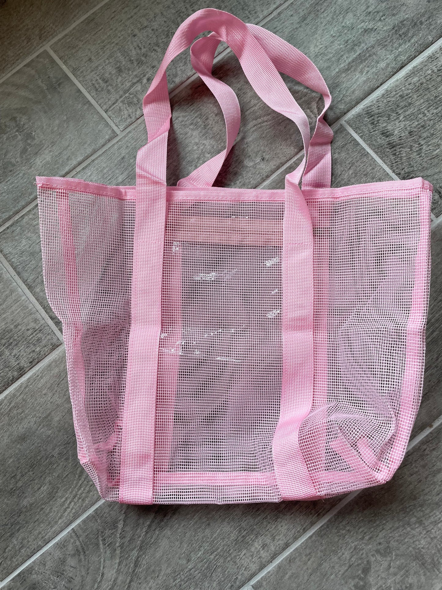 Duffel Travel Bag Pink, Medium Mesh Tote for Pool, Beach, Everyday use Pink Portable Travel Bag