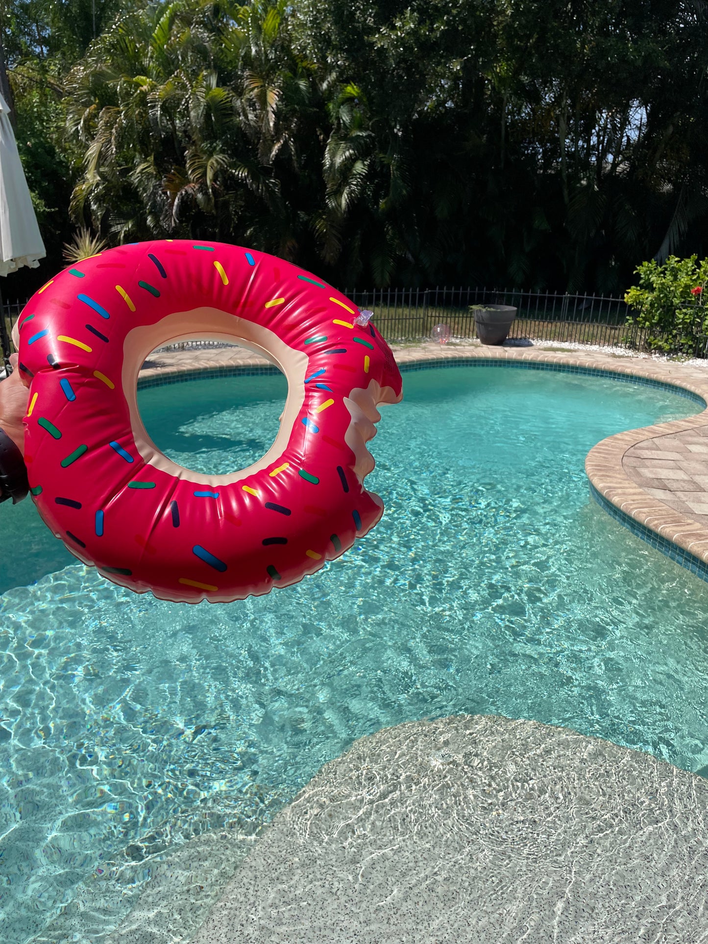 Toddler Donut Water Inflatable Ring- pink icing with sprinkles