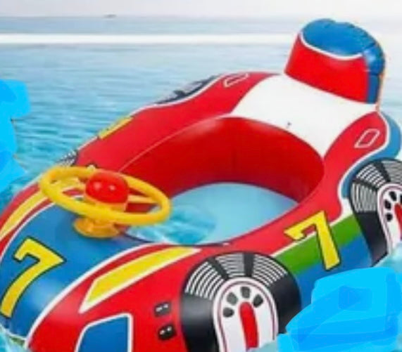 Race Car Swim Boat for Infants and Toddlers with wheel and horn