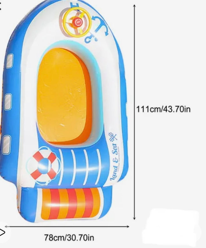 Toddler Swim Boat/Raft with steering wheel and horn