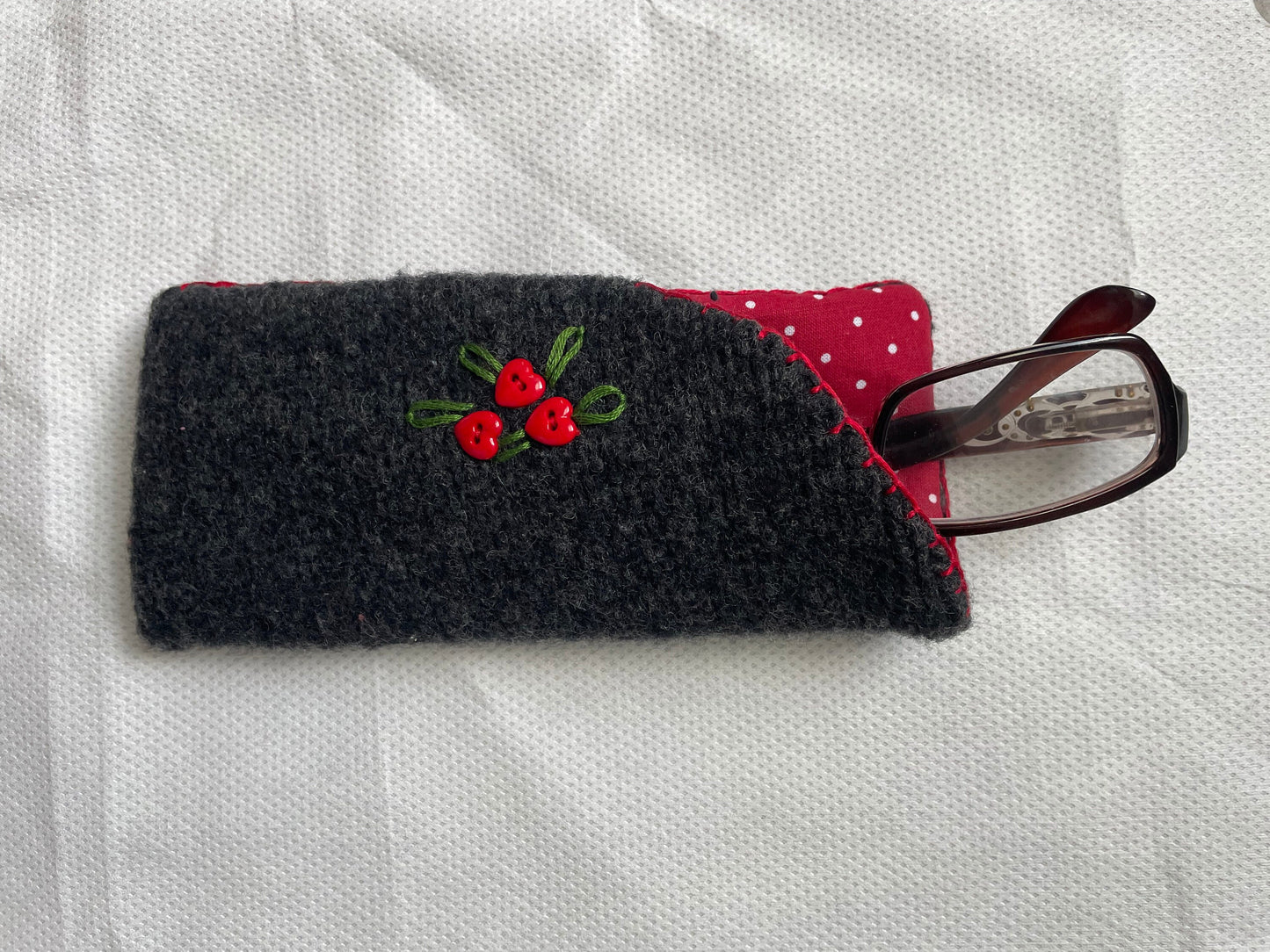 Eyeglass Case Glasses Holder Soft Case for Glasses Unique Gift for Her Recycled Sweater Gift for Mom One of a Kind Gift Idea for Teacher