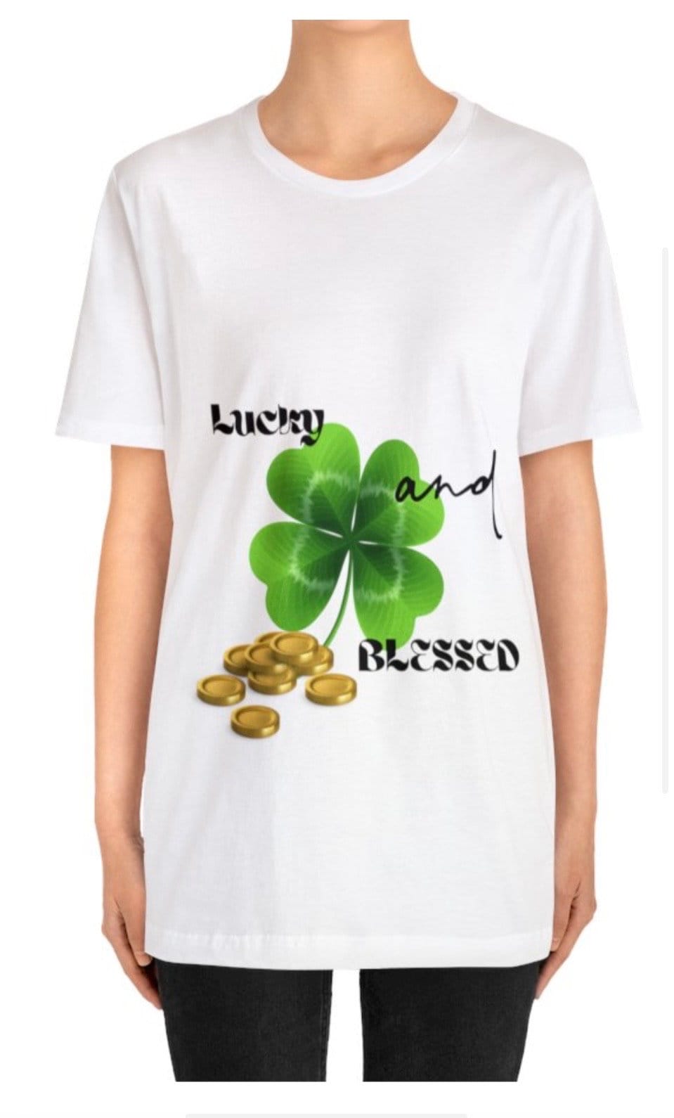 St Pattys Day Tshirt Lucky and Blessed Green Shamrock Unisex Shirt Short Sleeve Irish Swag T Shirt for Her or Him St Patricks Day Tee Shirt